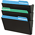 Deflecto Stackable 3-Pocket DocuPocket Wall File, 19"H x 13"W x 4"D, Black