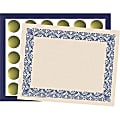 Flipside Art Deco Blue Border Certificate Pack - 8.50" x 11" - Blue with Blue Border - Paper