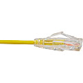 Unirise Clearfit Slim Cat6 Patch Cable, Snagless, Yellow, 15ft