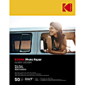 Kodak Glossy Photo Paper - Letter - 8 1/2" x 11" - Glossy - 50 / Pack - Smear Proof, Smudge Proof - White
