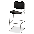 Lorell® Plastic Bistro-Height Stack Chair, Black 1 thumbnail image