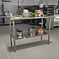 Flash Furniture Stainless Steel Prep And Work Table, 36”H x 48”W x 24”D, Silver