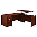 Bush Business Furniture Components Elite 72"W 3 Position Sit to Stand L Shaped Desk with 3 Drawer File Cabinet, Hansen Cherry, Premium Installation