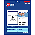 Avery® Permanent Labels With Sure Feed®, 94248-CMF100, Rectangle, 3" x 3-3/4", Matte Clear, Pack Of 600 1 thumbnail image