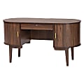 Baxton Studio 56"W HaYes Mid-Century Modern Oval Wood Writing Desk, Brown, Total Qty 1 1 thumbnail image