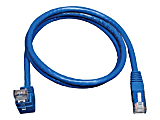 Tripp Lite 3ft Cat6 Gigabit Molded Patch Cable RJ45 Right Angle Up to Straight M/M Blue 3' - Patch cable - RJ-45 (M) to RJ-45 (M) - 3 ft - CAT 6 - molded, stranded - blue