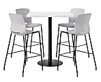 KFI Studios Proof Bistro Square Pedestal Table, Includes 4 Stools, 43-1/2”H x 42”W x 42”D, White Top/Black Base/Light Gray Chairs - 840031941862 1 thumbnail image