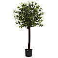Nearly Natural Olive Silk Topiary 48”H Plastic Tree With Pot, 48”H x 30”W x 27”D, Green