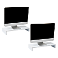 Mind Reader MDF Monitor Stand Keyboard Storage Desktop Organizer, 21"H x 9-1/2"W x 3-1/4"D, Set of 2, White