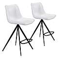 Zuo Modern® Aki Counter Chairs, White/Black, Set Of 2 Chairs