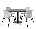 KFI Studios Proof Cafe Pedestal Table With Imme Chairs, Square, 29”H x 42”W x 42”W, Studio Teak Top/Black Base/Light Gray Chairs 1 thumbnail image
