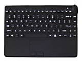 Man & Machine Premium Waterproof Disinfectable Silent 12" Keyboard - Cable Connectivity - USB Interface - Computer - PC, Mac - Industrial Silicon Rubber Keyswitch - Black