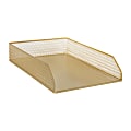 Martha Stewart Ryder Mesh Metal Paper Letter Inbox Tray Desktop Organizers, 2-3/4"H x 9-1/2"W x 13-3/4"D, Gold, Pack Of 2 Organizers 1 thumbnail image