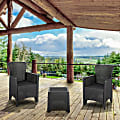 Flash Furniture Seneca 3-Piece Faux Rattan Plastic Chair Set With Side Table, Dark Gray 1 thumbnail image