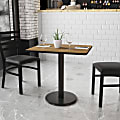 Flash Furniture Rectangular Laminate Table Top With Round Table Height Base, 31-3/16”H x 24”W x 30”D, Walnut 1 thumbnail image