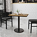 Flash Furniture Rectangular Laminate Table Top With Round Table Height Base, 31-3/16”H x 24”W x 30”D, Walnut
