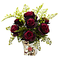 Nearly Natural Rose & Maiden Hair 13”H Artificial Floral Arrangement With Planter, 13”H x 14”W x 13”D, Burgundy 1 thumbnail image
