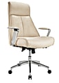 Realspace® Devley Modern Comfort Bonded Leath-Aire Executive High-Back Chair, Cream/Chrome