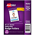 Avery® Secure Top Badge Holders, Vertical Prepunched, 4" x 3" Badge, Clear, Box Of 25 1 thumbnail image