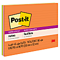 Post-it Super Sticky Notes, 8 in x 6 in, 4 Pads, 45 Sheets/Pad, 2x the Sticking Power, Energy Boost Collection, Lined