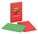 Post-it® Super Sticky Notes, 5" x 8", Playful Primaries Collection, Lined, Pack Of 4 Pads 1 thumbnail image