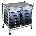 12-Drawer Mobile Organizer, 25 3/5"H x 25"W x 15 1/5"D, Black/Gray/White 1 thumbnail image