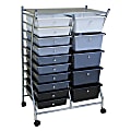 Realspace® 15-Drawer Mobile Organizer, 37 5/7"H x 25"W x 15 1/5"D, Black/Gray/White 1 thumbnail image