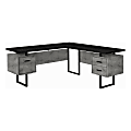 Monarch Specialties Dallas 71"W L-Shaped Corner Desk, Gray/Black