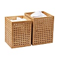 Mind Reader Trash Can Waste Paper Basket Rayon from Bamboo, 10"H x 8"W x 8"L, Brown, 2-Piece