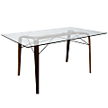 Lumisource Trilogy Mid-Century Modern Dining Table, Rectangular, Glass/Walnut