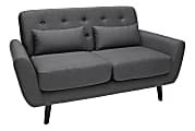 OFM 161 Collection Mid-Century Modern Tufted Fabric Loveseat Sofa, Dark Gray/Walnut 1 thumbnail image