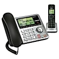 VTech CS6649 DECT 6.0 Expandable Corded/Cordless Phone with Answering System and Caller ID/Call Waiting, Silver/Black with 1 Handset - 1 x Phone Line - Speakerphone - Answering Machine - Backlight 1 thumbnail image