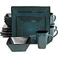 Gibson Kiesling Blue 16 pc DW Set - Dishwasher Safe - Microwave Safe - Blue - Glazed - Stoneware Body