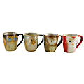 Gibson Owl City 4-Piece Owl Mug Set, 17 Oz, Assorted Colors