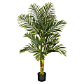 Nearly Natural Golden Cane Palm 60”H Artificial Plant With Planter, 60”H x 24”W x 24”D, Green/Black