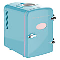 Frigidaire 6+1-Can 48-Watt Retro 0.14 Cu Ft Mini Portable Refrigerator With Top-Mounted Active-Cooling Can Holder, Blue 1 thumbnail image