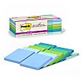 Post-it® Super Sticky Recycled Notes, 3 in x 3 in, 12 Pads, 70 Sheets/Pad, Oasis collection 1 thumbnail image