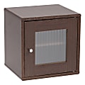 IRIS 14"H Cube Storage With Window Door, Brown Oak