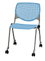 KFI Studios KOOL Stacking Chair With Casters, Sky Blue/Silver
