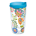 Tervis Boho Tumbler With Lid, Floral Chic Design, 16 Oz, Clear