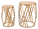 Zuo Modern Criss Cross Nesting Tables, Round, Gold, Set Of 2 Tables