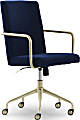 Elle Décor Giselle Modern Ergonomic Fabric Mid-Back Home Office Desk Chair, Navy Blue/Gold