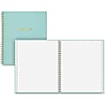 Blue Sky Pebble Beach Notebook - 80 Sheets - Twin Wirebound - 8" x 10" - Aqua Cover - Recycled - 1Each