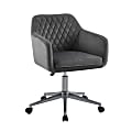 Linon Inman Quilted Fabric Mid-Back Home Office Chair, Gray/Silver 1 thumbnail image