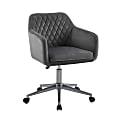 Linon Inman Quilted Fabric Mid-Back Office Chair, Gray/Silver