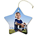 Custom Full-Color Photo Ceramic Keepsake Holiday Ornament With Gold Cord, Star Shape, 3" x 3” 1 thumbnail image