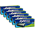 Expo White Board Erasers, 5-1/8” x 1-1/4”, Black, Pack Of 6 Erasers