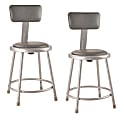 National Public Seating 6400 Series Vinyl-Padded Science Stools With Backrests, 18"H Seat, Gray, Pack Of 2 Stools 1 thumbnail image