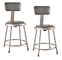 National Public Seating 6400 Series Vinyl-Padded Science Stools With Backrests, 18"H Seat, Gray, Pack Of 2 Stools