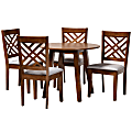 Baxton Studio Lilly Dining Set, 29-15/16”H x 35-7/16”W x 35-7/16”D, Gray/Walnut